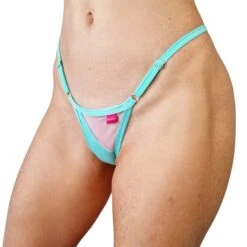 Aqua Mint Micro Bikini 6 Aqua Mint Micro Bikini -Hot Bikini Sexy Shop Aqua Mint Micro Bikini by OH LOLA SWIMWEAR Side Adjustable V String FRONT scaled 1