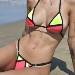 Isla Bonita Neon Micro Bikini -Hot Bikini Sexy Shop Close up frontal view of the Isla Bonita Micro Bikini