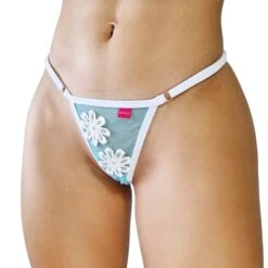 Dahlia Sheer Micro Bikini – Aquamarine 7 Dahlia Sheer Micro Bikini – Aquamarine -Hot Bikini Sexy Shop Dahlia Sheer Micro Bikini Aquamarine Side Adjustable G String FRONT scaled 1