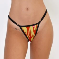 Fire Blaze Sheer Micro Bikini -Hot Bikini Sexy Shop Fire Blaze Sheer Micro Bikini Side Adjustable V String Front