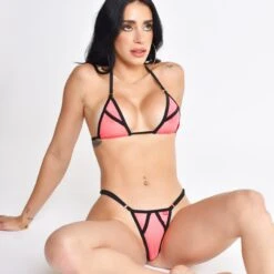 Sensation Sheer Coral Bikini -Hot Bikini Sexy Shop Frontal View of the Coral Sensation Sheer Bikini scaled 1