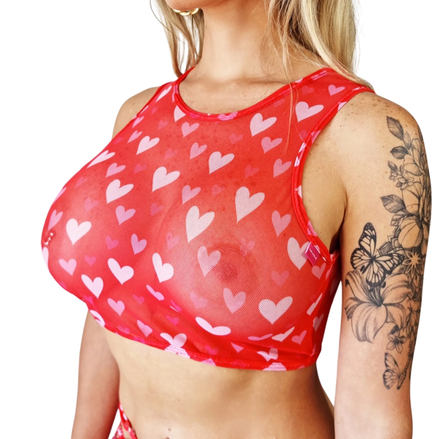Love Hearts Sheer Dress (Red) 3 Love Hearts Sheer Dress (Red) - Image 3