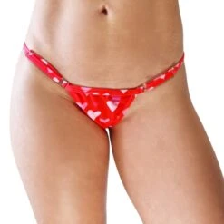 Love Hearts Micro Bikini (Red) -Hot Bikini Sexy Shop Love Hearts Micro Bikini Red Side Adjustable V String Front scaled 1