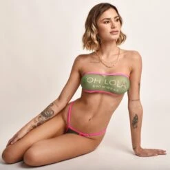Oh Lola Swimwear Sheer Bandeau – Green 7 Oh Lola Swimwear Sheer Bandeau – Green -Hot Bikini Sexy Shop OH LOLA SWIMWEAR Sheer Bandeau Green