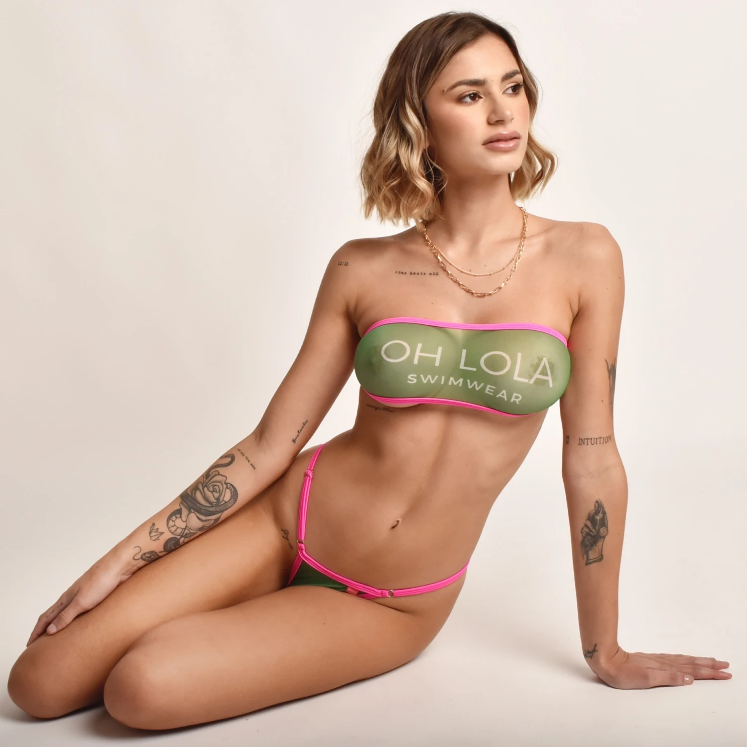 Oh Lola Swimwear Sheer Bandeau – Green 4 Oh Lola Swimwear Sheer Bandeau – Green - Image 4