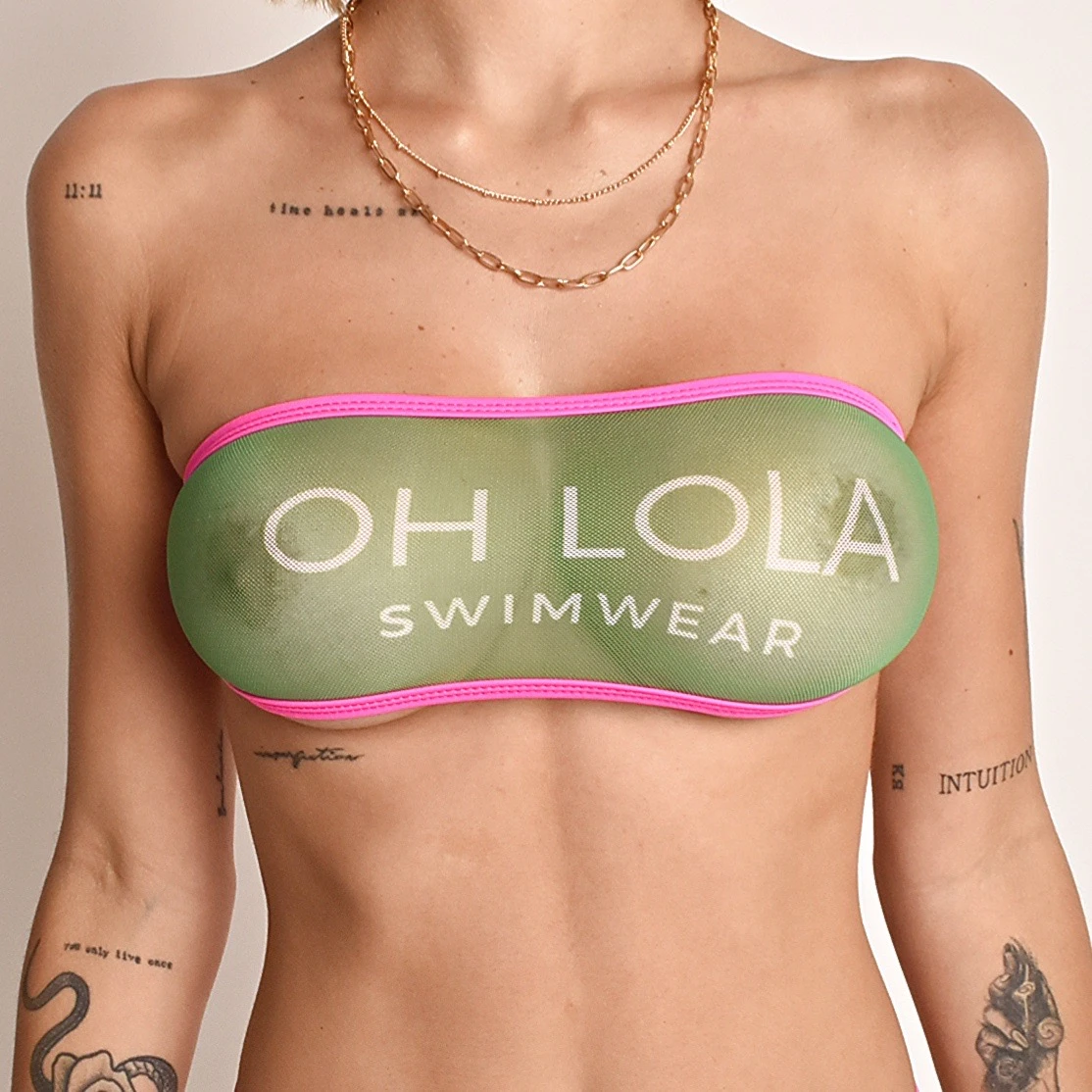 Oh Lola Swimwear Sheer Bandeau – Green 2 Oh Lola Swimwear Sheer Bandeau – Green - Image 2