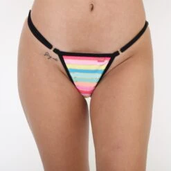 Rainbow Flirt Bikini Black 9 Rainbow Flirt Bikini Black -Hot Bikini Sexy Shop Rainbow Flirt Bikini Black Side Adjustable V String Front