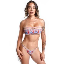 Royal Feathers Bandeau Bikini – Blue