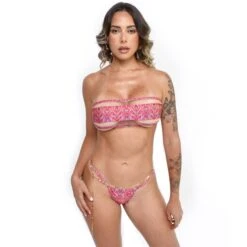 Royal Feathers Bandeau Bikini – Pink