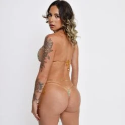 Royal Feathers String Bikini – Green 7 Royal Feathers String Bikini – Green -Hot Bikini Sexy Shop Royal Feathers String Bikini Green REAR by Oh Lola Swimwear