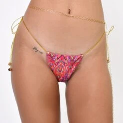 Royal Feathers String Bikini – Pink -Hot Bikini Sexy Shop Royal Feathers String Bikini Pink Bottom by Oh Lola Swimwear