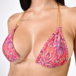 Royal Feathers String Bikini – Pink -Hot Bikini Sexy Shop Royal Feathers String Bikini Pink TOP by Oh Lola Swimwear scaled 1