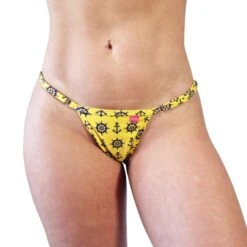 Sexy Captain Micro Bikini – Yellow -Hot Bikini Sexy Shop Sexy Captain Micro Bikini Side Adjustable V String FRONT scaled 1