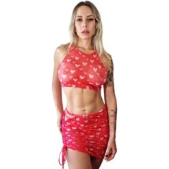 Love Hearts Sheer Dress (Red)
