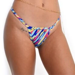 Vibrant Bloom Micro Bikini -Hot Bikini Sexy Shop Vibrant Bloom Micro Bikini Side Adjustable V String FRONT By Oh Lola Swimwear