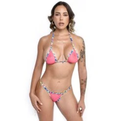Vibrant Bloom Sheer Bikini – Pink