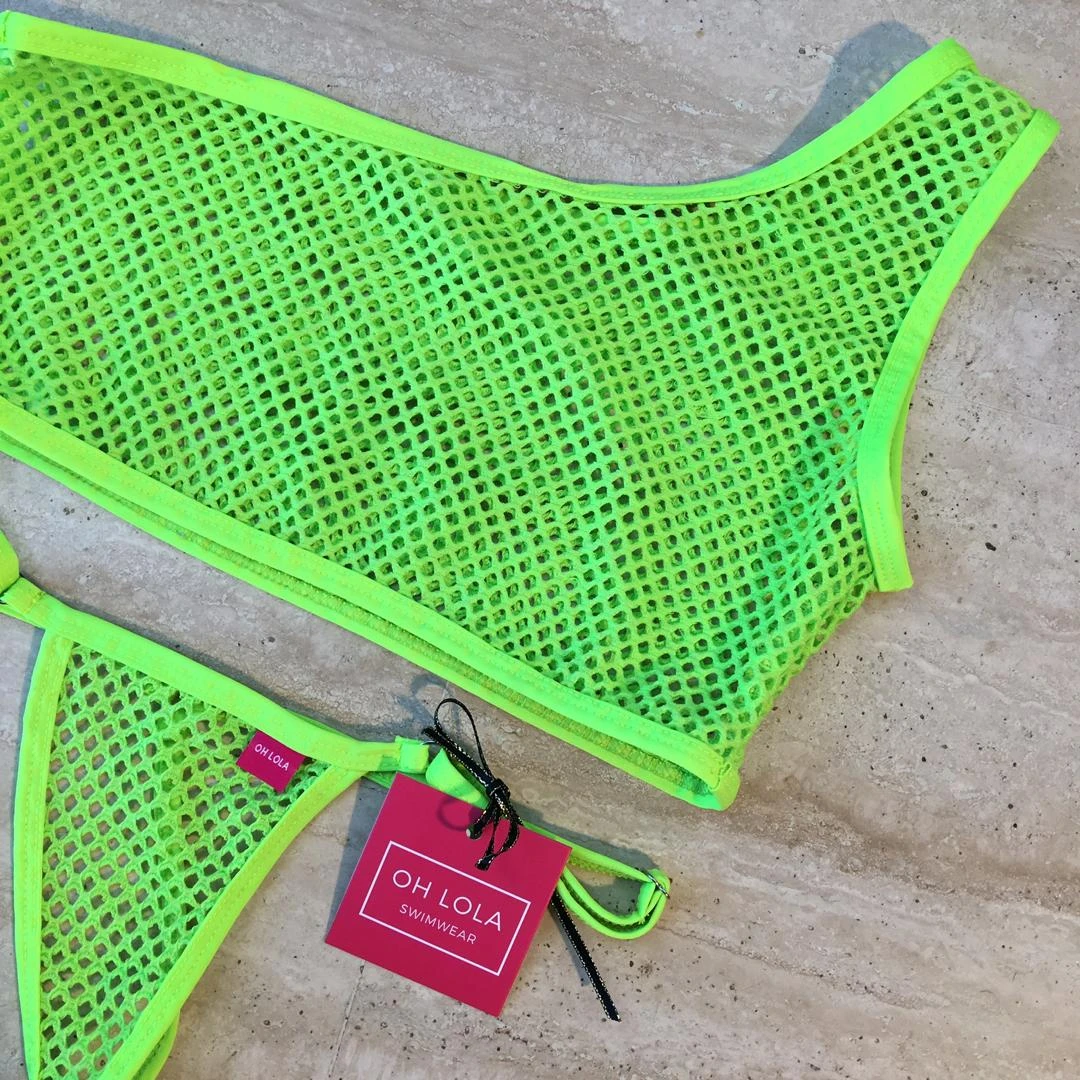 Temptation Micro Bikini – Neon Green/One Sleeve 4 Temptation Micro Bikini – Neon Green/One Sleeve - Image 4