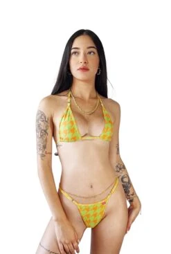 Houndstooth Micro Bikini – Green/Yellow